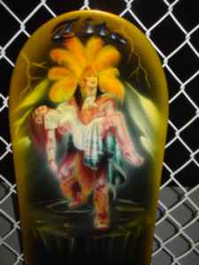 custom airbrushed snowboard with Aztec motif